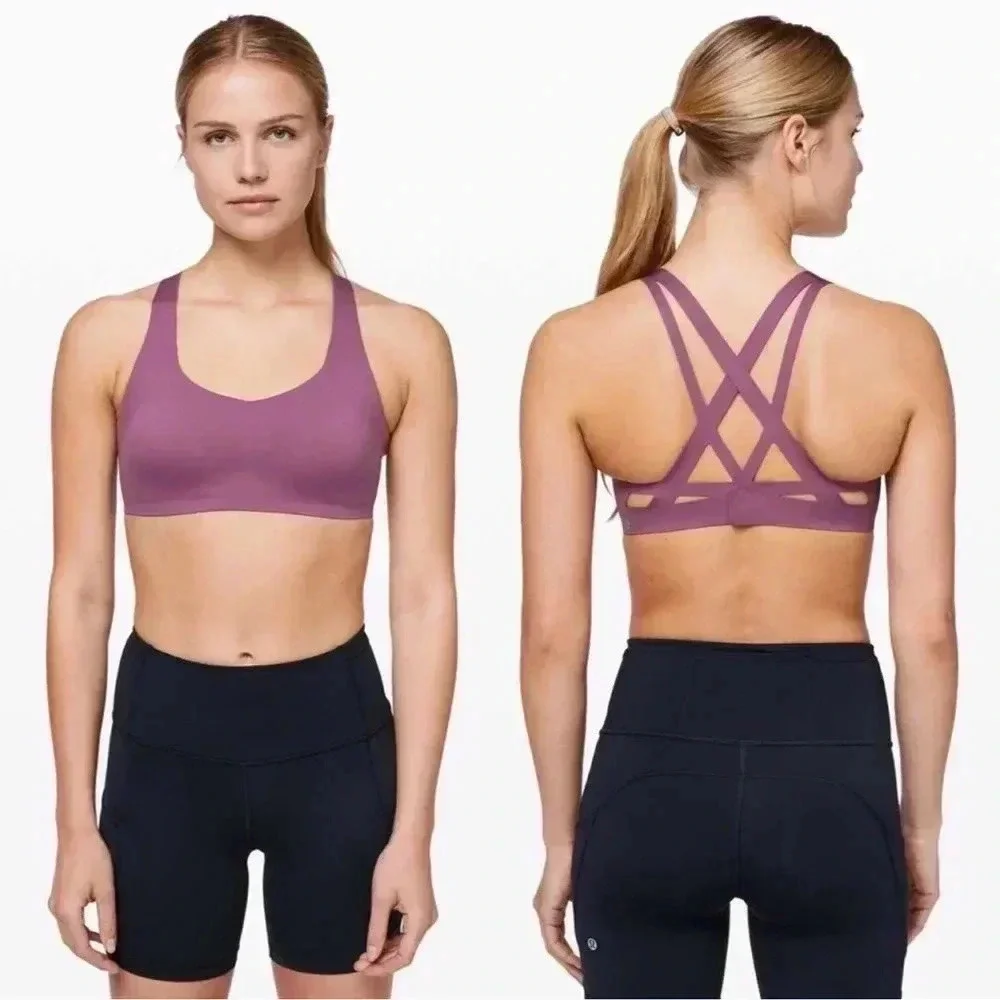 Lululemon Laser Focused‎ Sports Bra Vintage Plum Purple Medium Support 12B/c
